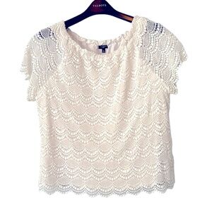 Talbots White Lace Overlay Lined Top